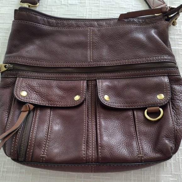 Fossil Morgan Traveler Crossbody Brown Leather Messenger Shoulder Bag Purse - Picture 5 of 11
